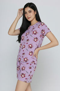 Zivame Toy Story Knit Cotton Sleep Short Set - Orchid Bloom — thumbnail 6